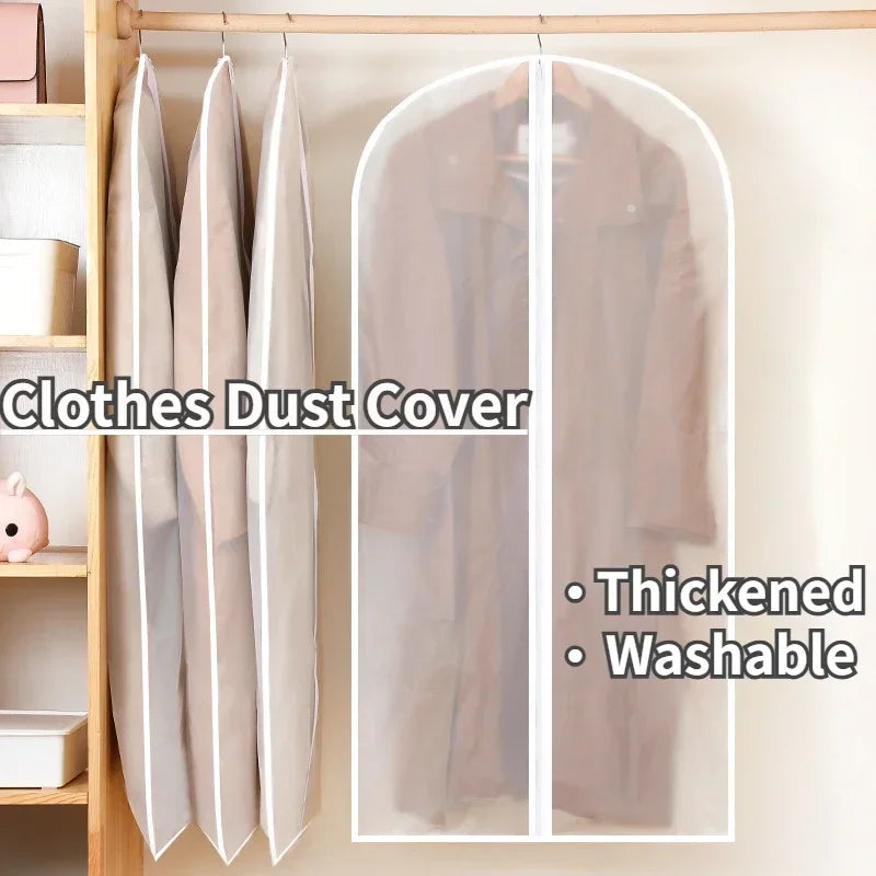 80/100/120/140cm Clothes Dust Cover,Clear Plastic Garment Bags for Storage,Dustproof Wardrobe Hanging Clothing Bag for Coat Suit