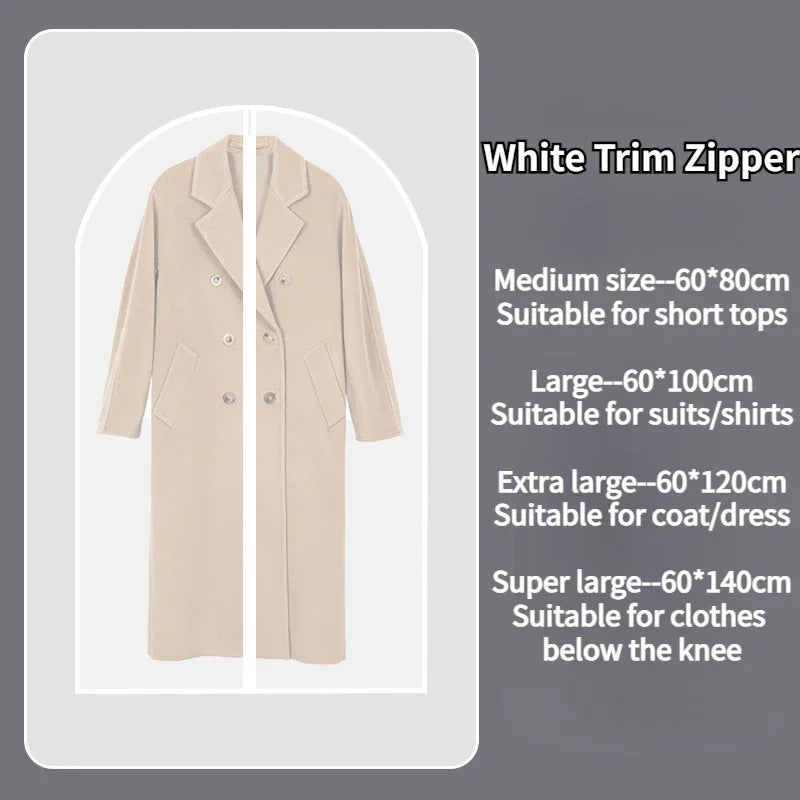 80/100/120/140cm Clothes Dust Cover,Clear Plastic Garment Bags for Storage,Dustproof Wardrobe Hanging Clothing Bag for Coat Suit