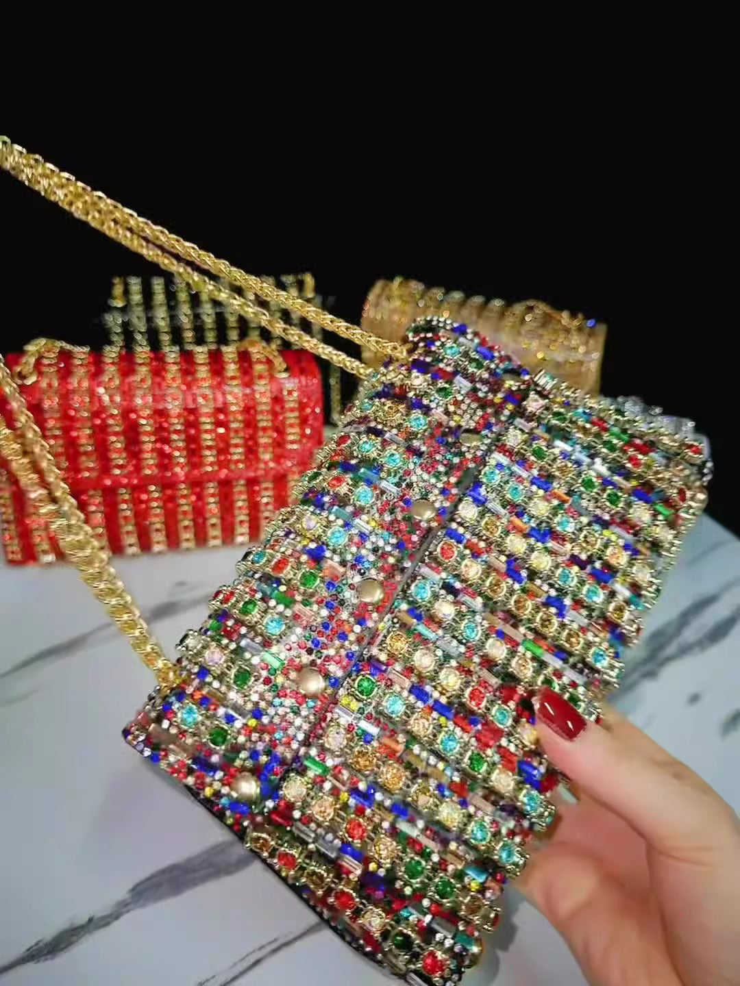 sac à main en strass 5 couleurs