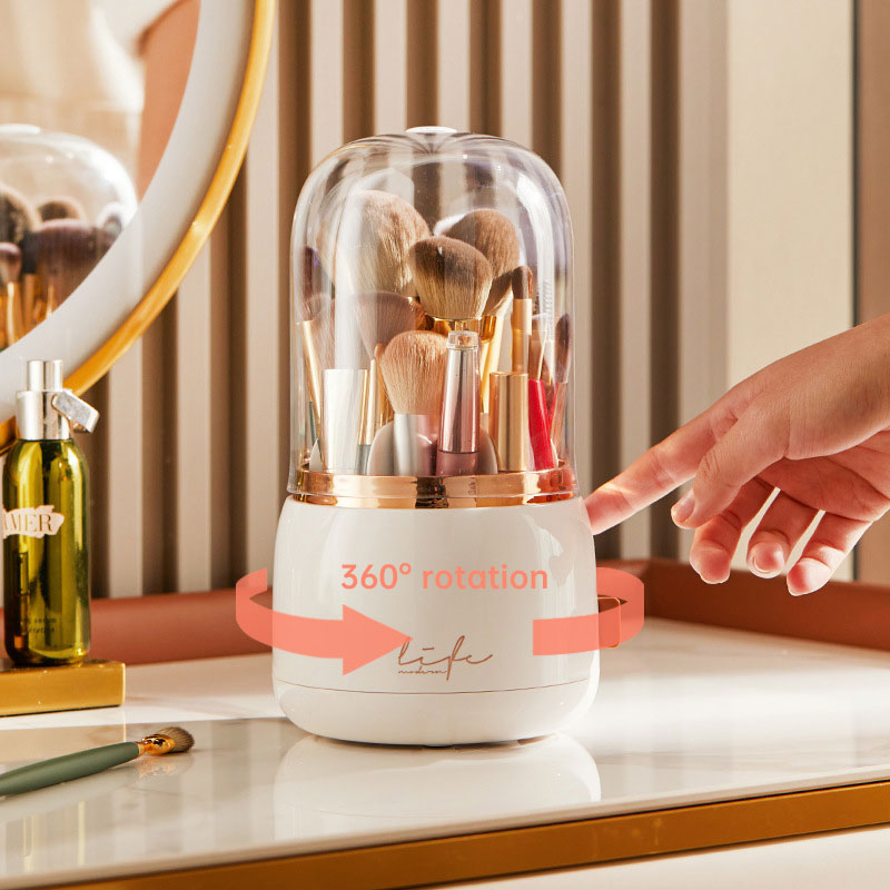 Luxury Wind Makeup Brush Storage Bucket Dust-Proof Lipstick Eyebrow Pencil Cosmetics Storage Box Rotating Brush Barrel