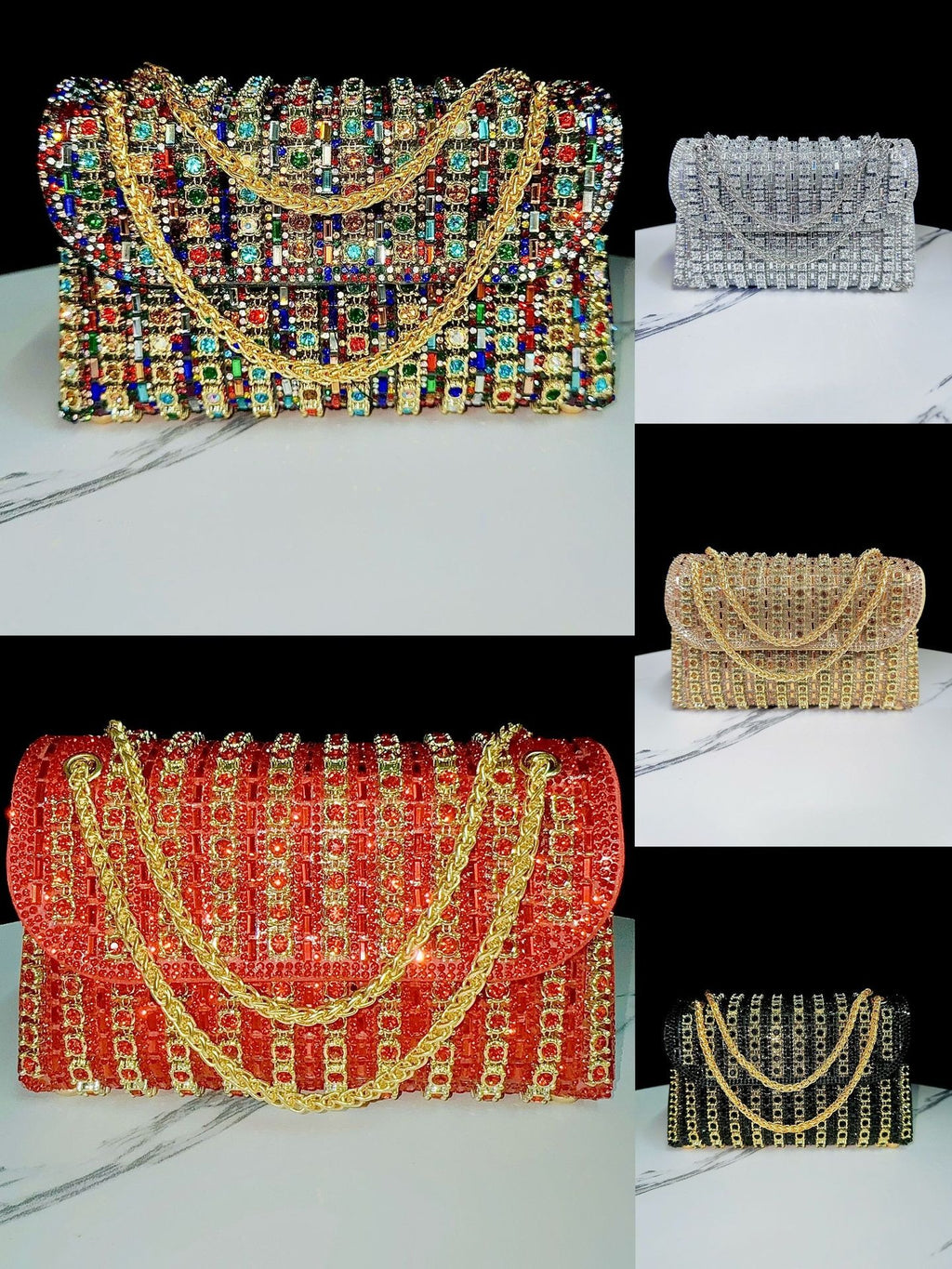 sac à main en strass 5 couleurs
