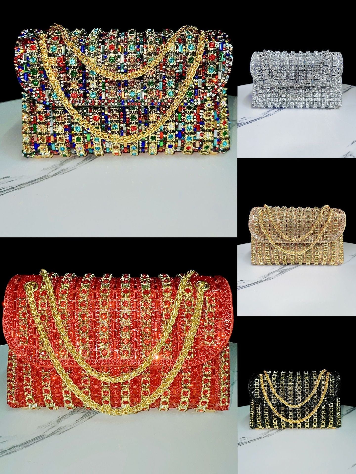 sac à main en strass 5 couleurs