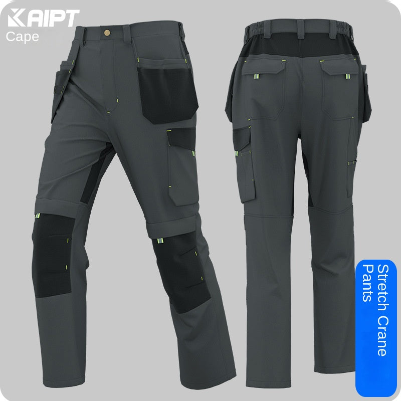 Durable Elastic Work Pants with Multiple Pockets, Wear-Resistant and Reinforced Safety Trousers for Construction Workers