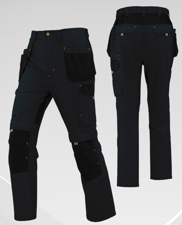 Durable Elastic Work Pants with Multiple Pockets, Wear-Resistant and Reinforced Safety Trousers for Construction Workers
