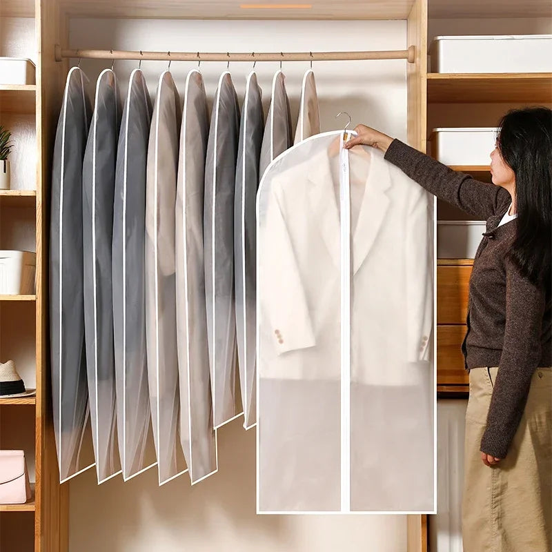 80/100/120/140cm Clothes Dust Cover,Clear Plastic Garment Bags for Storage,Dustproof Wardrobe Hanging Clothing Bag for Coat Suit
